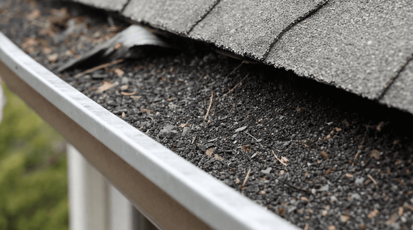 Granule Loss in Gutters: What It Means for Your Asphalt Shingles